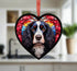 Cocker Spaniel Black & White Stained Glass Effect Heart Suncatcher